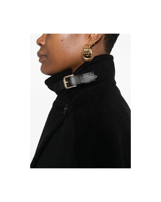 Max Mara Black Schwarzer Kaschmir Hoher Kragen Cape