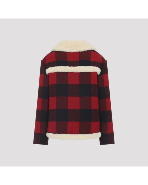 Céline Red Faux Fur & Shearling Jackets