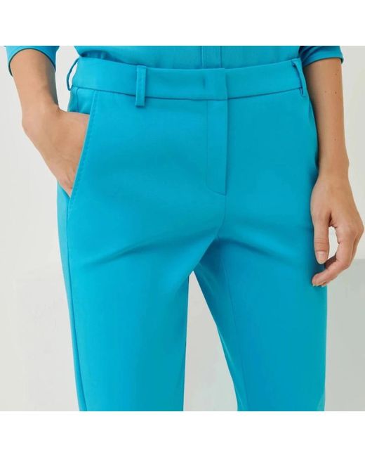 Marella Broeken ,Blauw ,Leer Cropped Broeken in het Blue