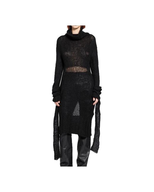 Yehuafan Black Knitted Dresses