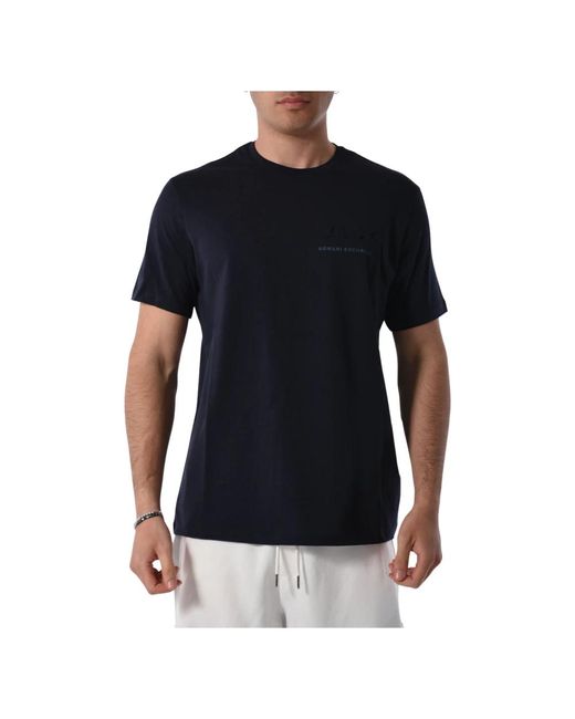 T-shirt in cotone con logo petto di Armani Exchange in Black da Uomo