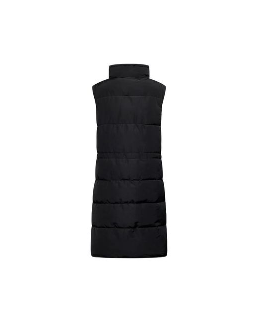 Silvian Heach Jassen ,Zwart ,Polyester Lang Gewatteerd Vest Met Riem in het Black