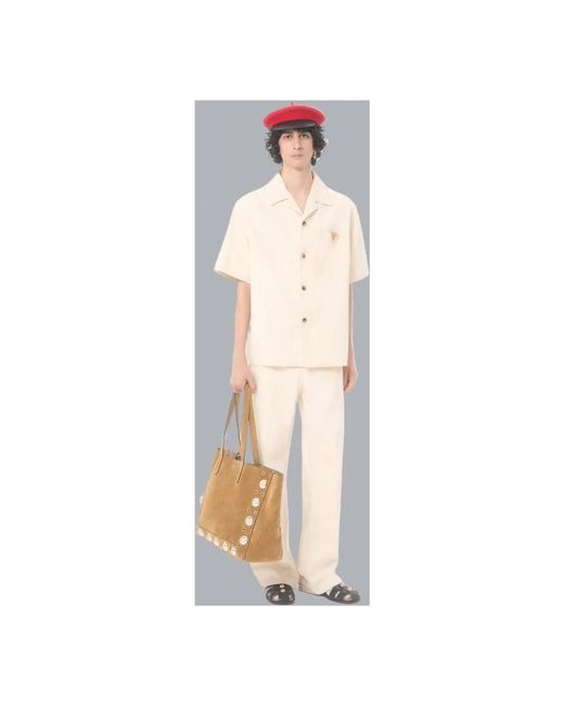 Valentino Natural Short Sleeve Shirts for men