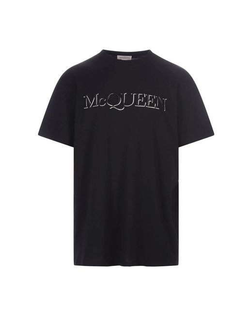 Alexander McQueen Schwarzes baumwoll-t-shirt mit logodetail in Black für Herren