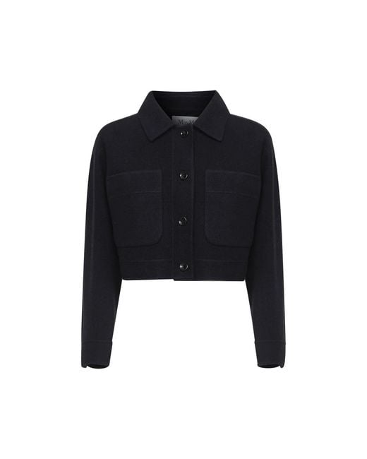 Max Mara Jassen ,Blauw ,Wol Poggio Jacket in het Black