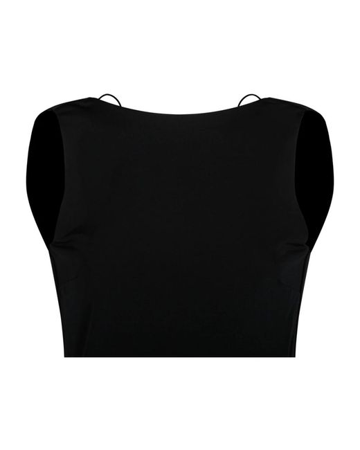 Calvin Klein Black Schwarzes maxi slim kleid mit offenem rücken