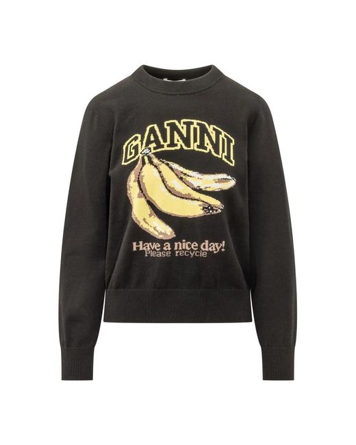Ganni Black Round-Neck Knitwear