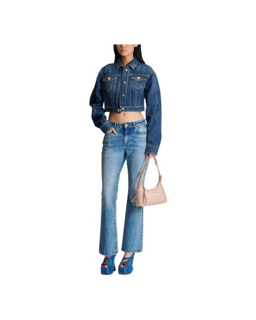 Balmain Uitlopende Denim Jeans in het Blue