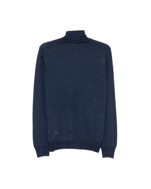Barba Napoli Luxuriöser Wollseiden Rollkragenpullover in Blue für Herren
