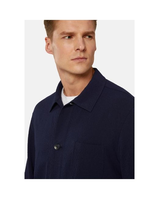 Boggi Hemdjacke aus stretch-woll-seersucker in Blue für Herren