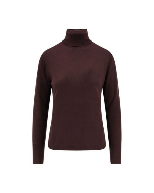 Aspesi Purple Brauner Wollpullover Hoher Kragen