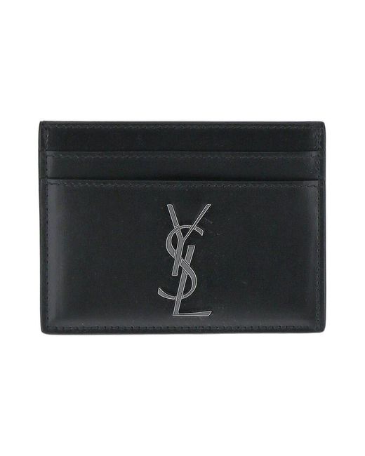 Saint Laurent Leder Kartenhalter in Black für Herren
