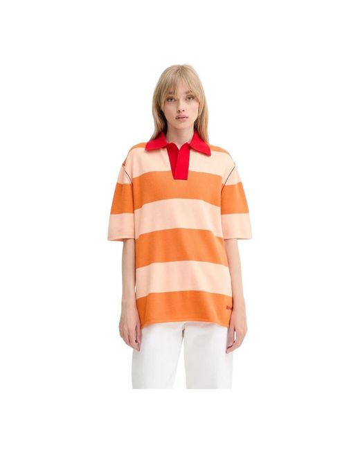 Sunnei Gestreepte Polo in het Orange