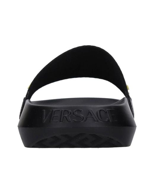 Versace Logo Detail Rubber Slide in Black für Herren