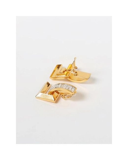 Elisabetta Franchi Metallic Geometrische Kristall-Ohrringe