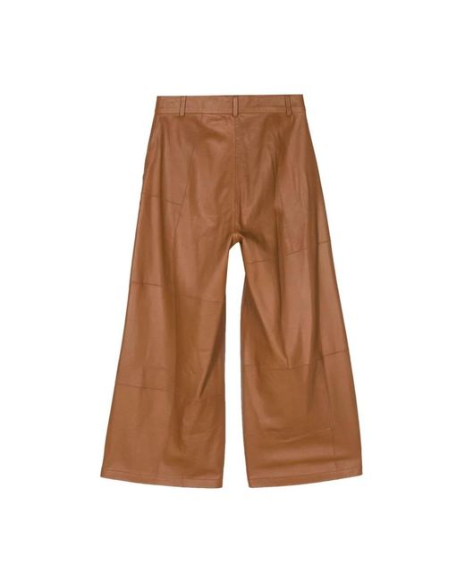 Alysi Brown Leather Trousers