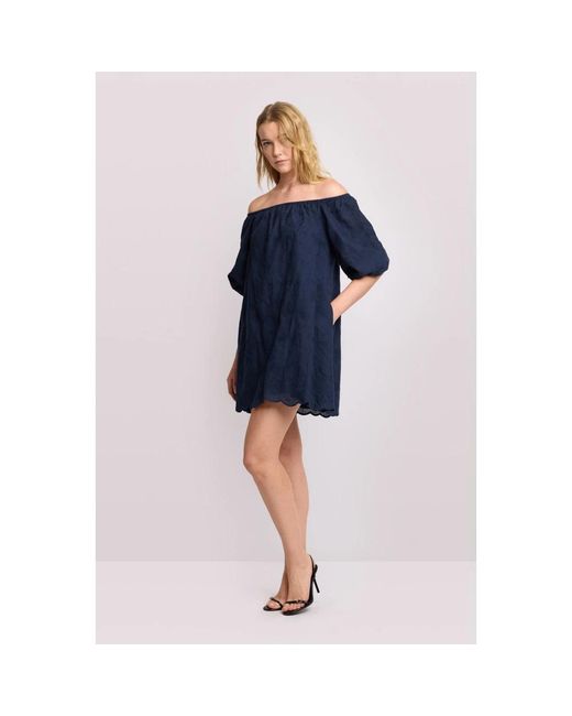 Kocca Kleedjes ,Blauw ,Jurk Met Blote Schouders, Kort in het Blue