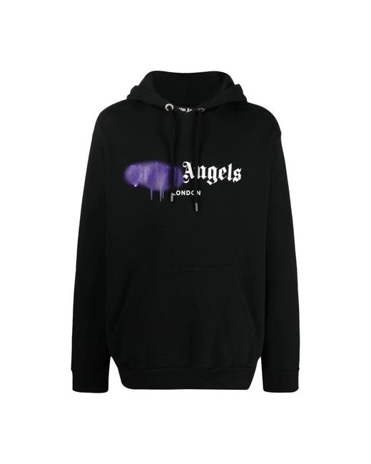 Palm Angels Lila sprühlogo hoodie in Black für Herren