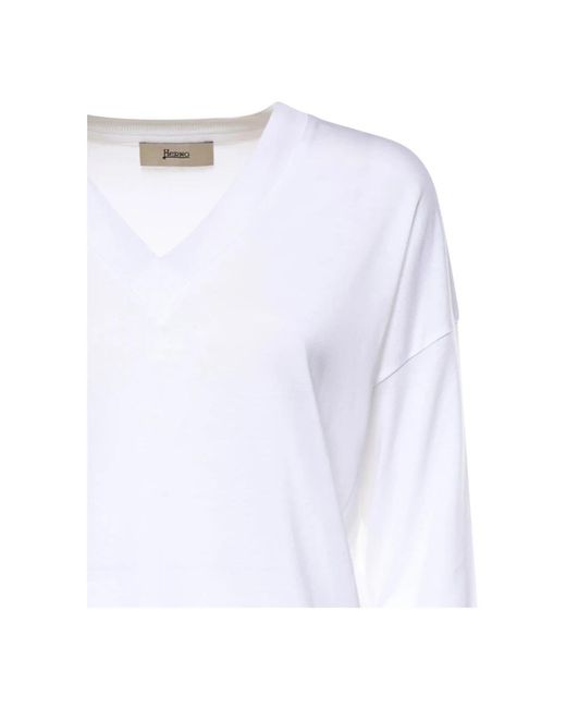 Herno White V-Neck Knitwear