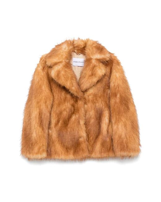 Stand Studio Brown Faux Fur & Shearling Jackets