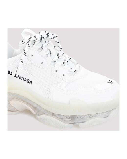 Balenciaga White Weiße textil-sneakers transparente sohle
