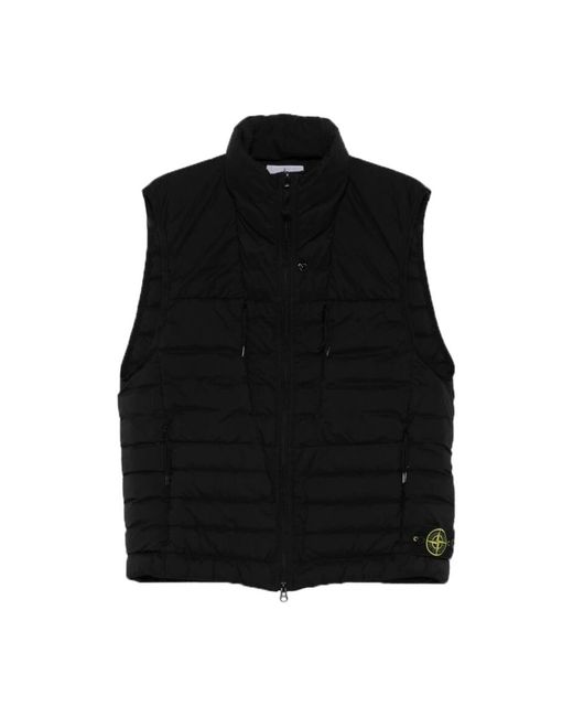 Stone Island Jassen ,Zwart ,Gewatteerd Vest Met Logopatch in het Black voor heren