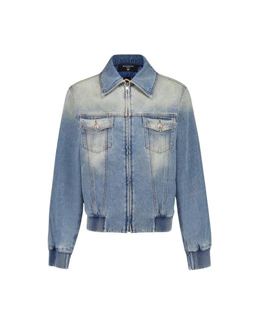 Balmain Blue Denim Jackets for men