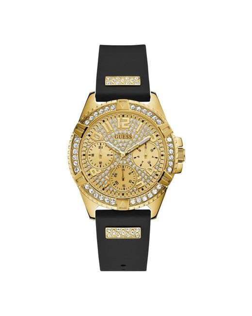 Guess Accessoires ,Geel ,Quartz Rubber Armbandhorloge in het Metallic