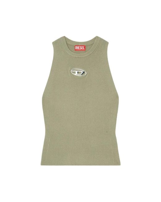 DIESEL Green Geripptes Top