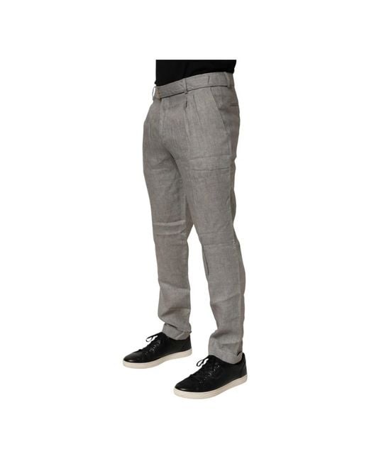 BRIGLIA Gray Straight Trousers for men
