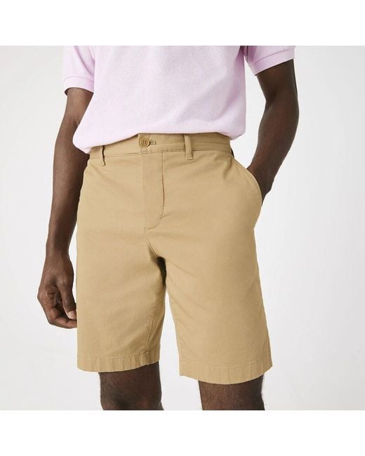Lacoste Modernisierte Slim Fit Stretch Baumwoll Bermuda Shorts in Natural für Herren