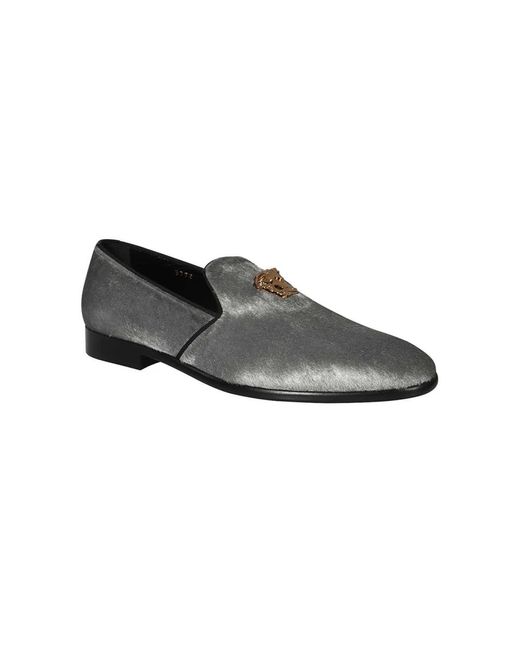 Versace Schoenen ,Grijs ,Leer Leren Moccasins Met Metalen Detail in het Gray voor heren