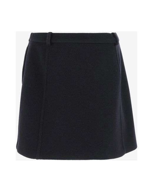 Jil Sander Black Schwarzer Wollrock Mit Seitlichem Reißverschluss