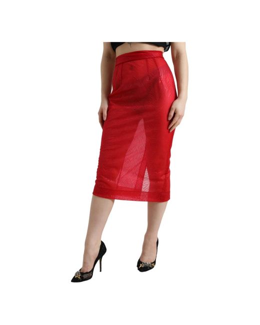 Dolce & Gabbana Red Midi Skirts
