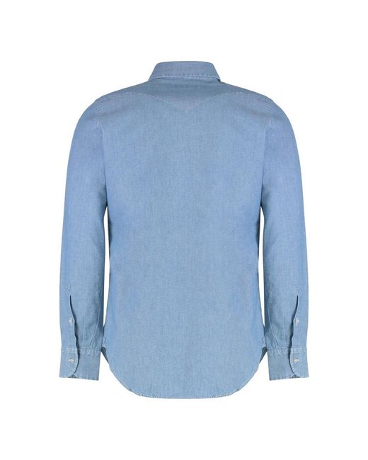 Moorer Blue Casual Shirts for men