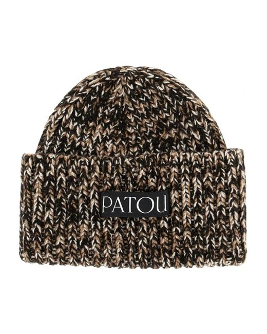 Patou Black Rippstrick-Mütze
