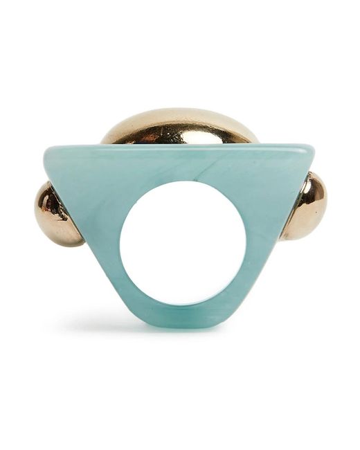 LaDoubleJ Accessoires ,Blauw ,Polyester Hathor Vierkante Ring in het Blue