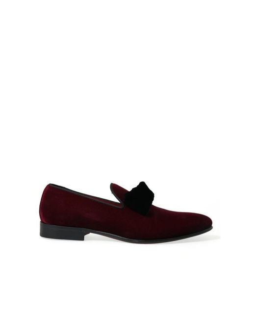 Dolce & Gabbana Burgundy velvet loafers - elegance twist in Red für Herren