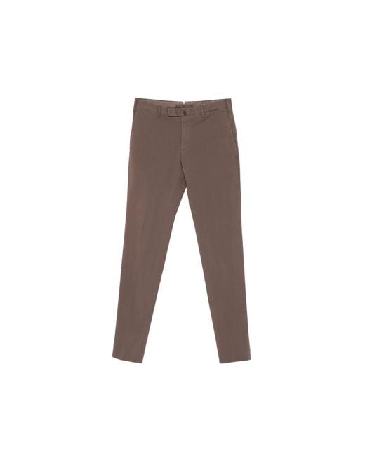 Incotex Brown Straight Trousers for men