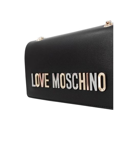 Love Moschino Black Schultertasche mit clip-verschluss