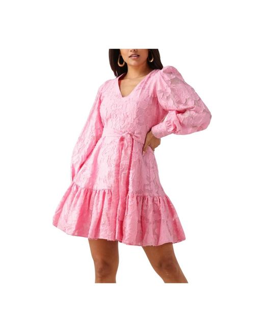 SELECTED Kleedjes ,Roze ,Mini-Jurk Met V-Hals Voor De Zomer in het Pink