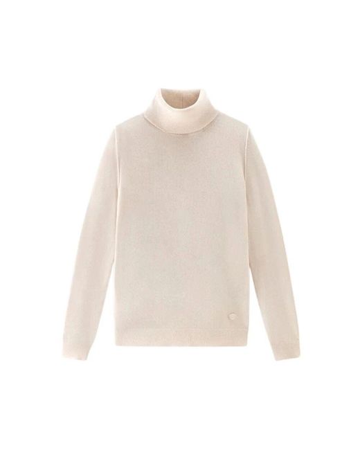 Woolrich White Hochgeschlossener Pullover - Klassisch und Weich