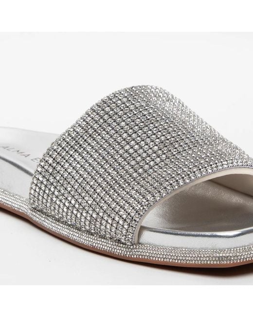 Alma En Pena. White Silberne strass-sandalen