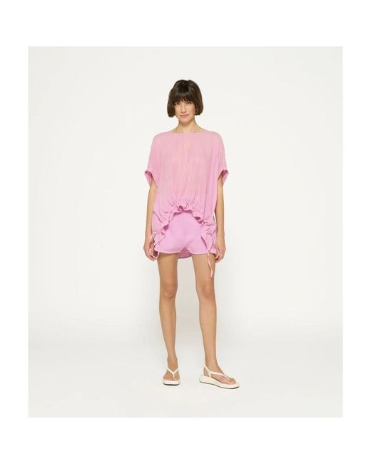 10Days Purple Bluse mit kurzen ärmeln und lockerer passform