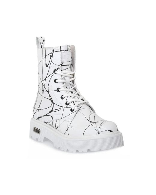 Cult White Lace-Up Boots