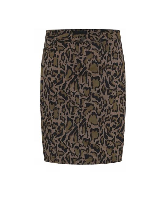 Cro Rokken ,Bruin ,Polyester Luipaardprint Rok in het Black
