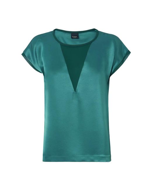 Pinko Overhemden ,Groen ,Satijn Satijnen En Georgette T-Shirt Blouse in het Green