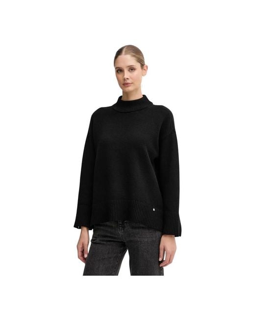 DKNY Black Rippstrick-Rollkragenpullover
