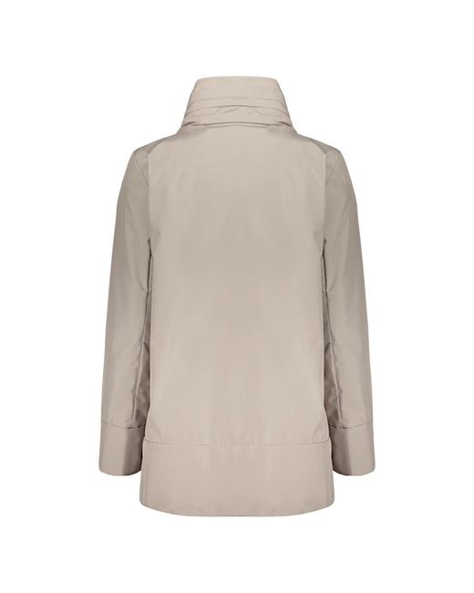 Moorer Jassen ,Grijs ,Polyester Waterdichte Jas Met Capuchon in het Natural