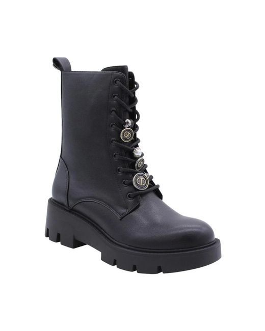 Twinset Black Lace-Up Boots